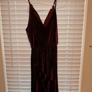 Spaghetti strap velvet jumpsuit